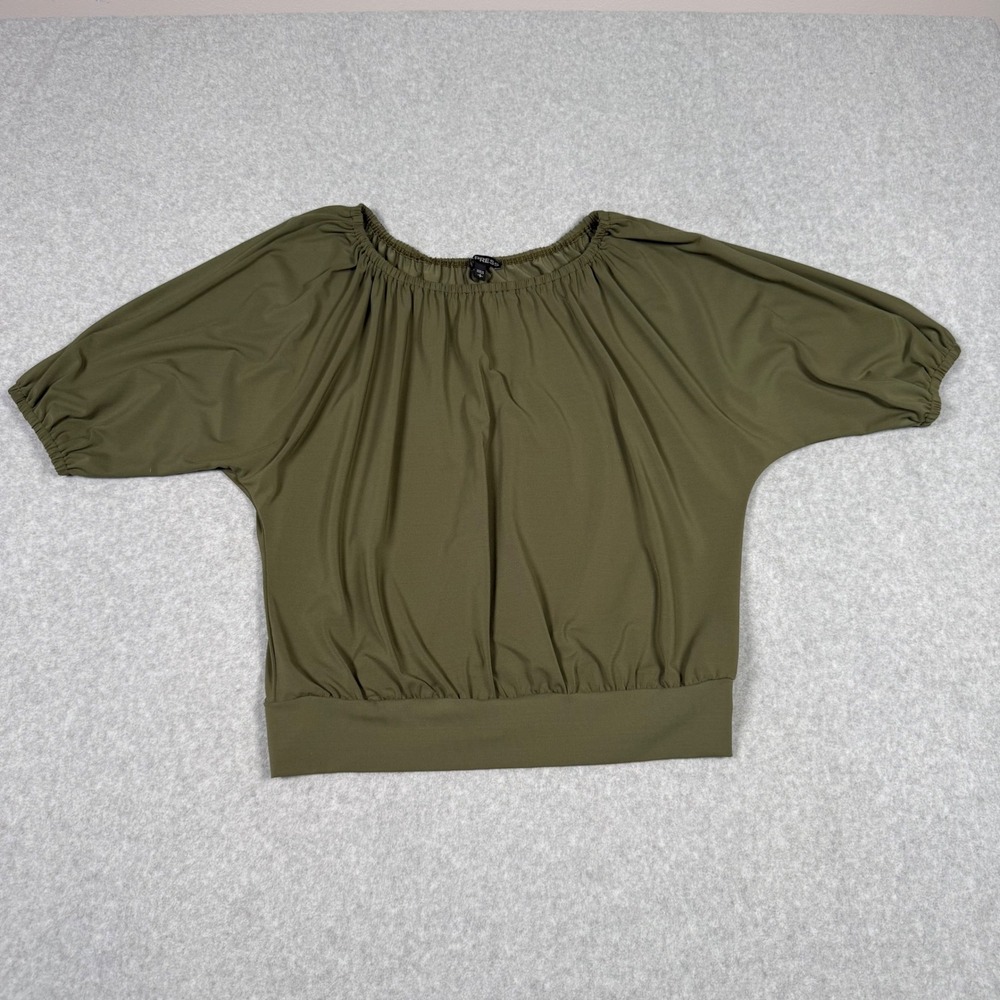 Express Women Olive Green Dolman Sleeve Blouson Blouse Top Small Matte Jersey
